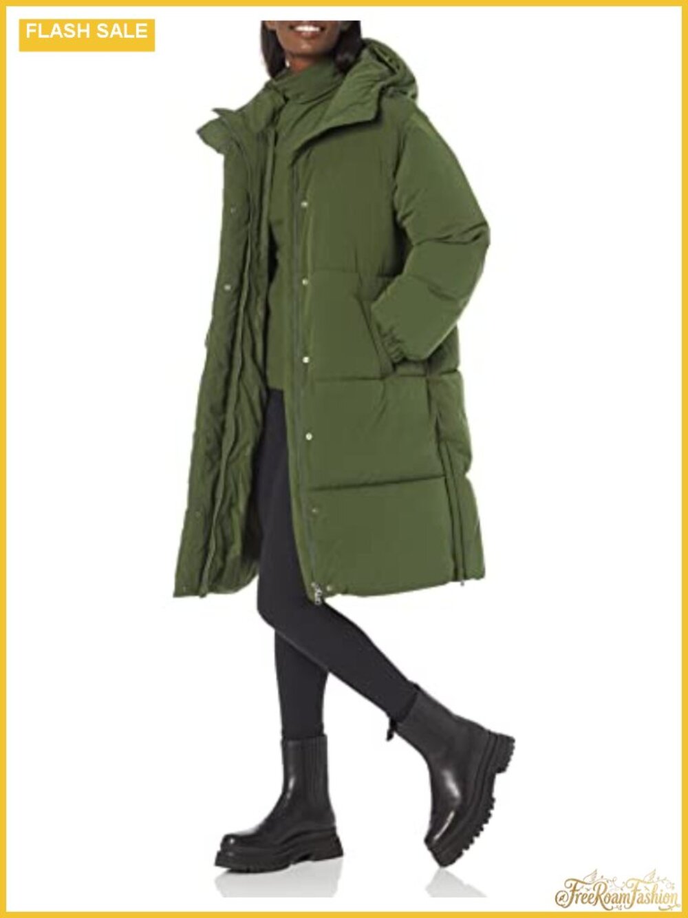 Oversized Long Hooded Insulated Puffer Jacket Zip Closure